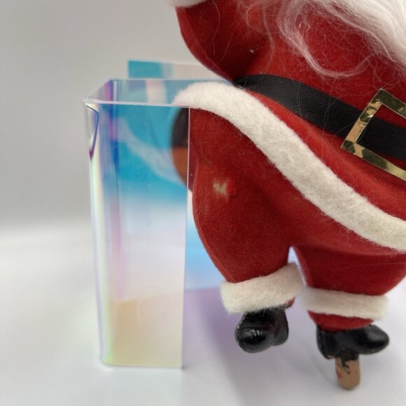 Vintage Flocked Velvet Dancing 8" Tall Santa Figure *MISSING STAND* - Picture 6 of 16